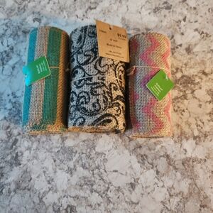 Decorative Burlap Ribbon Set - Teal, Black, Pink